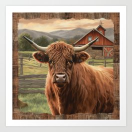 Highlander Cow Farm Decor Art Print