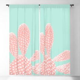 Apricot Blush Cactus on Mint Summer Dream #1 #plant #decor #art #society6 Blackout Curtain