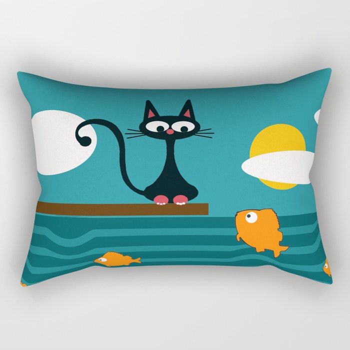fishes and cat Rectangular Pillow