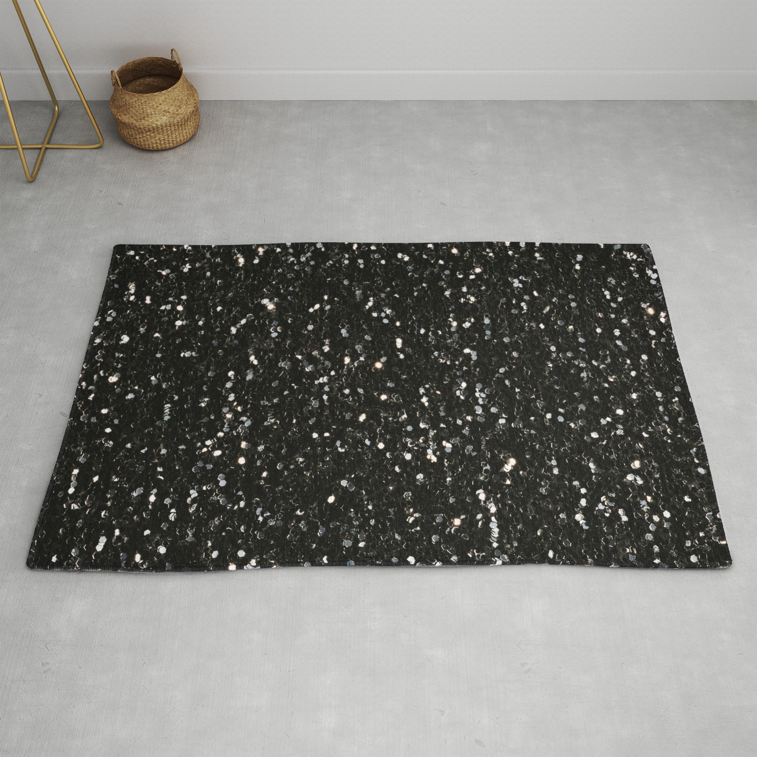 Black And White Shiny Glitter Sparkles Rug By Pldesign Society6