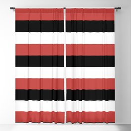 Cool Stripes Black White Muted Red Blackout Curtain
