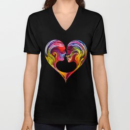  Abstract painting of bright colors Heart space theme of love, relationships and romance V Neck T Shirt