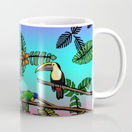 Tropical Parrots In A Jungle Sunset Mug