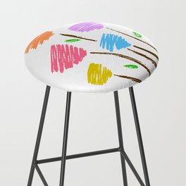 Abstract Flowers Line Art Color Bar Stool