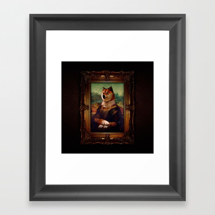 Doge Mona Lisa Fine Art Shibe Meme Painting Framed Art Print By Marios Society6