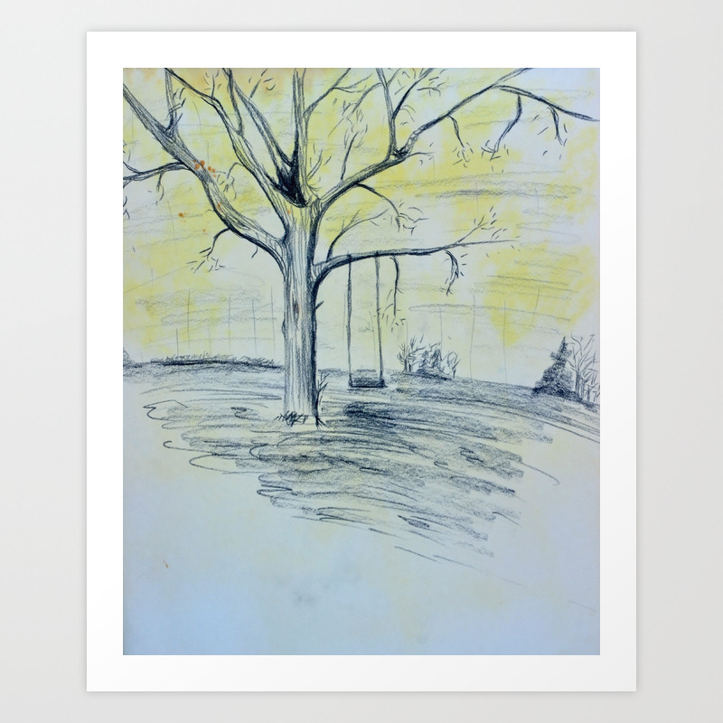 pic Pencil Tree Drawing With Swing society6