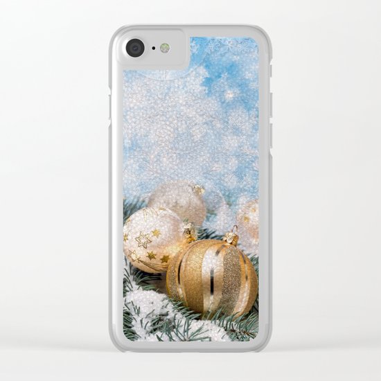 Gold Blue Ornaments Clear iPhone Case