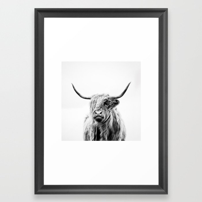 portrait of a highland cow Framed Art Print