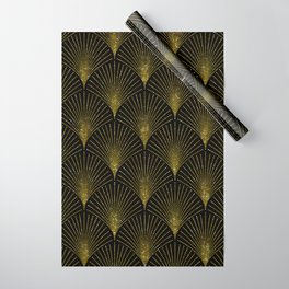 Back and gold art-deco geometric pattern Wrapping Paper