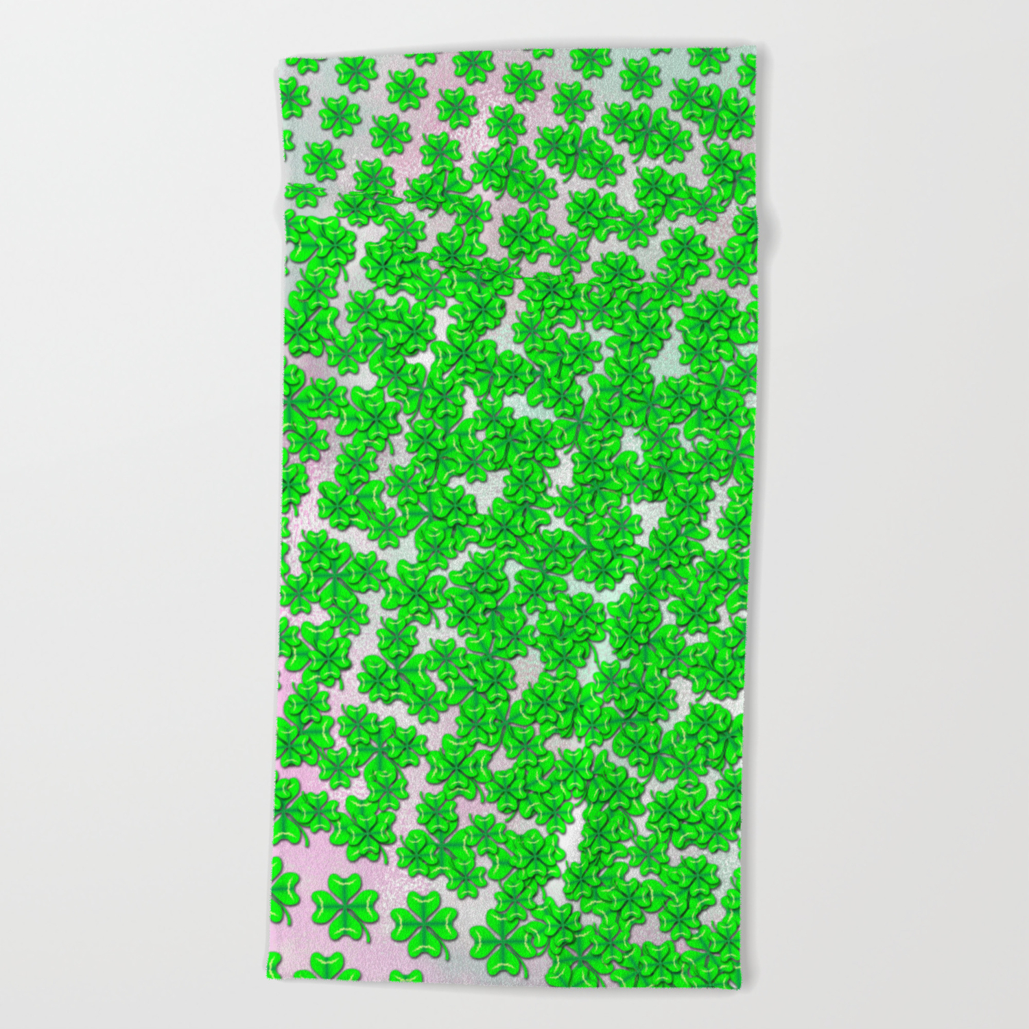 Abstract Four Leaf Clover Pattern On Texture Beach Towel By
