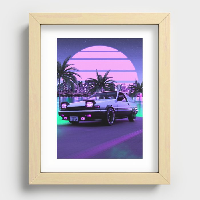 80s initial d outrun Recessed Framed Print