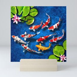 9 koi fish for luck Mini Art Print