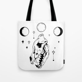 Wolf Skull With Moons Tote Bag