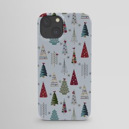 Scandinavian Christmas Trees Pattern - Blue Red Green iPhone Case