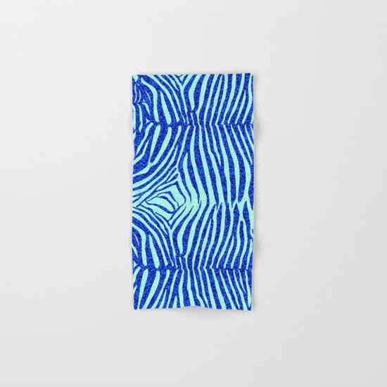 Blue Glitter Zebra Print Hand & Bath Towel