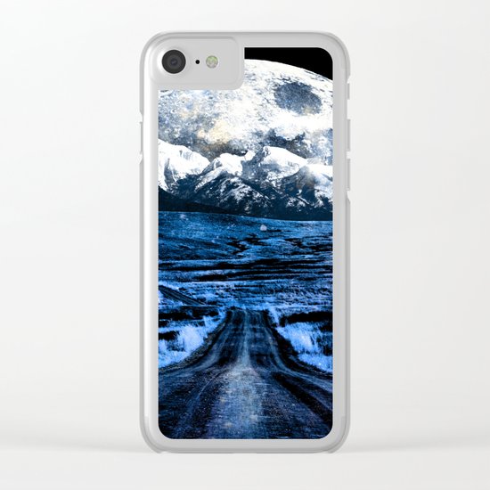 Road to Eternity (blue vintage moon mountain) Clear iPhone Case