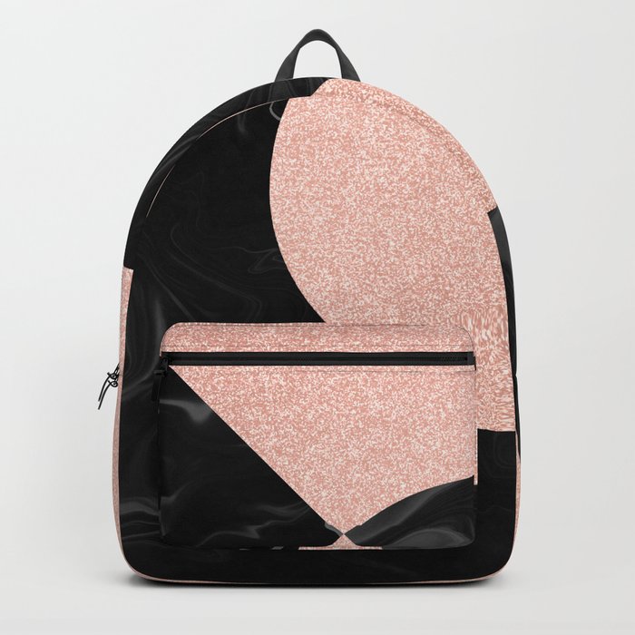 Rose Glitter and Black Marble Backpack