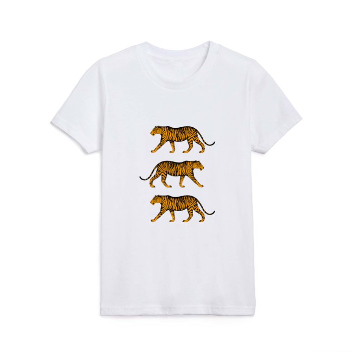 Tigers (Dark Green and Marigold) Kids T Shirt