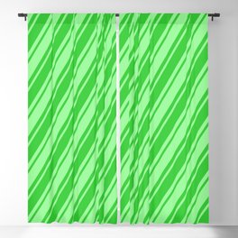[ Thumbnail: Green and Lime Green Colored Lined/Striped Pattern Blackout Curtain ]