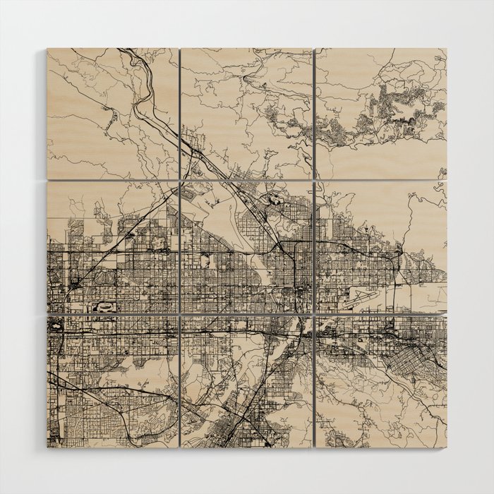 USA, San Bernardino City Map - Minimal Aesthetic Wood Wall Art