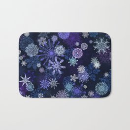 Winter Snowflakes Bath Mat | Storm, Secular, Holiday, Christmas, Acrylic, Oil, Digital, Winter, Snow, Cold 