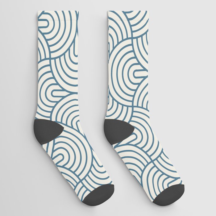 Geometric Ovals - Inky Blue Socks