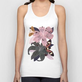 Lilies and butterflies insects Unisex Tank Top