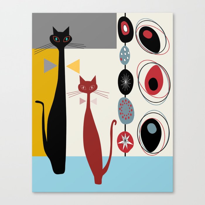 Mid-Century Modern Art Cats Canvas Print