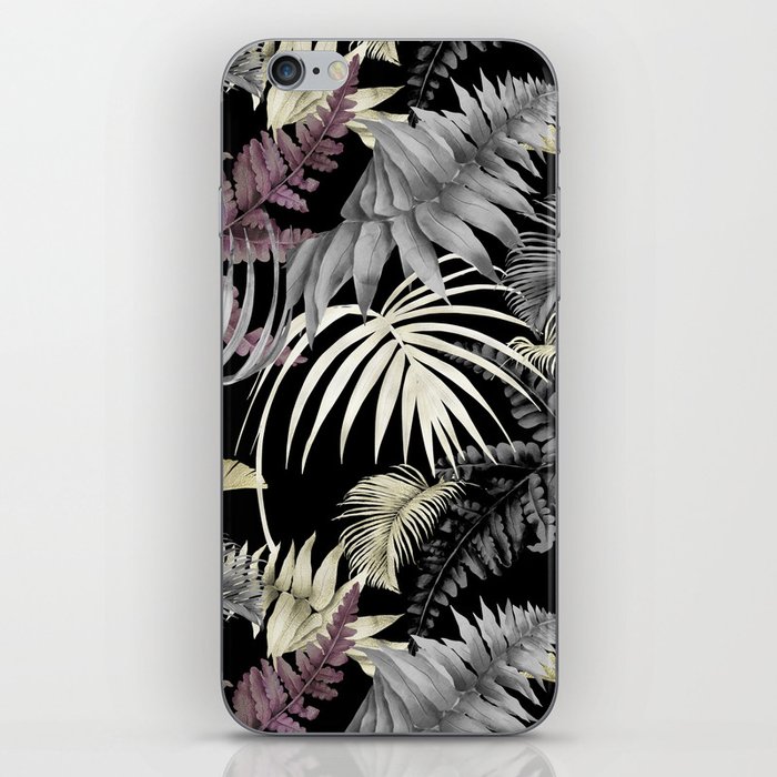 Elegant Jungle Print With Black  iPhone Skin