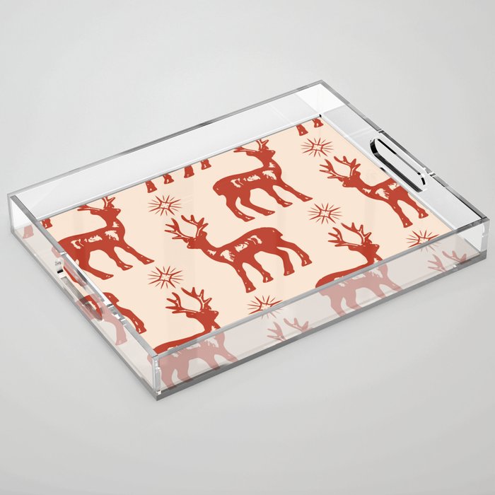 Christmas Reindeer Pattern Acrylic Tray