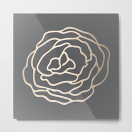 Rose White Gold Sands on Storm Gray Metal Print