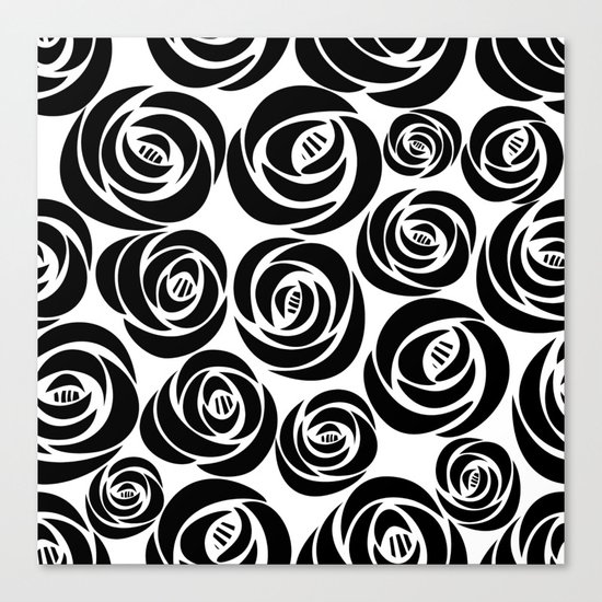 Black and White Floral Pattern Canvas Print