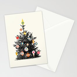 Retro Decorated Christmas Tree Stationery Card