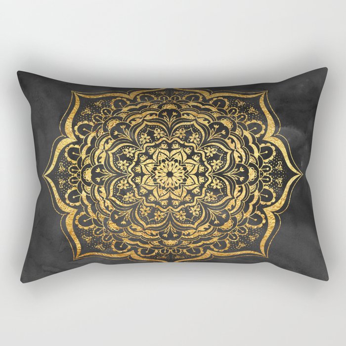 Gold Mandala Rectangular Pillow