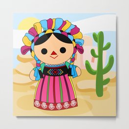 Maria 3 (Mexican Doll) Metal Print | Digital, Illustration, Vector, Children 