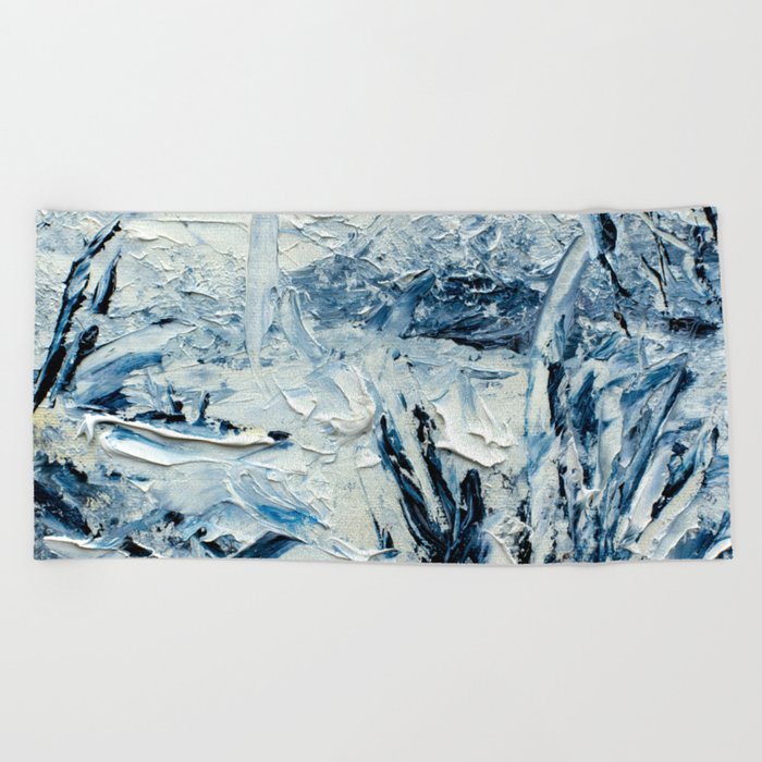 Subzero Chill Abstract Frost Paint Beach Towel