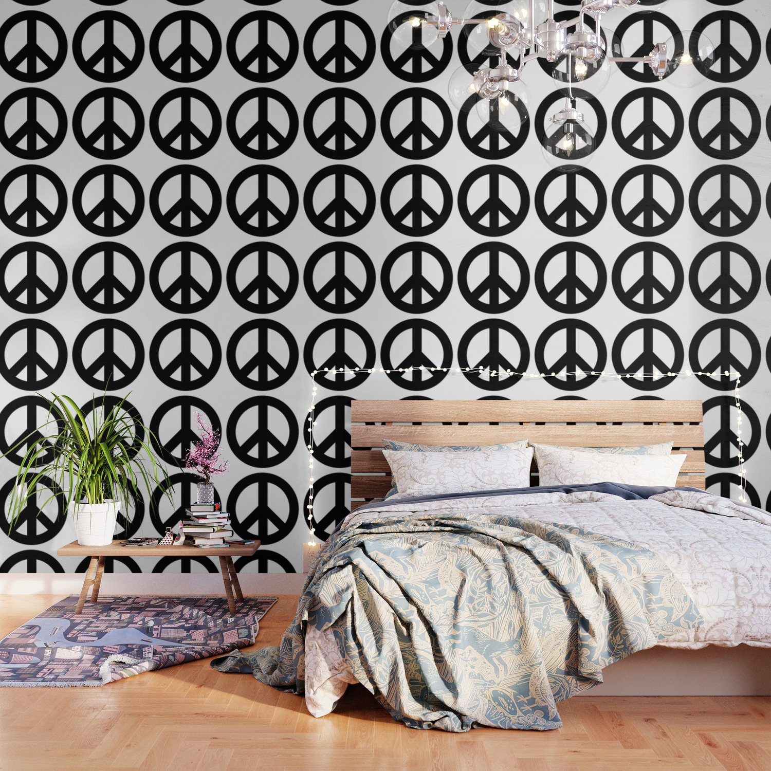 Black On White Cnd Peace Symbol Wallpaper By Podartist Society6