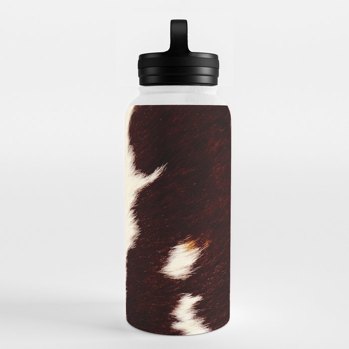 White and brown cow skin cowhide fur Water Bottle by medsis
