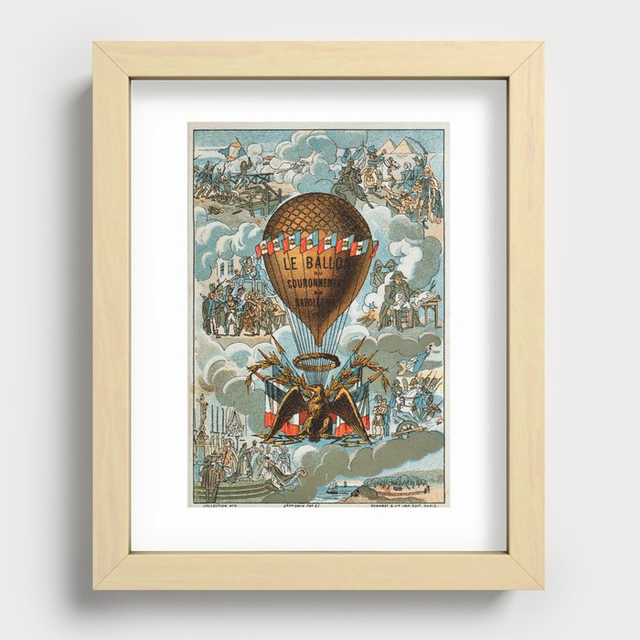 Vintage aviation hot air balloon poster  Recessed Framed Print