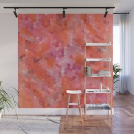 Beautiful Orange Pale Pink Pixel Mosaic Pattern Wall Mural
