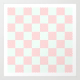 Cotton Candy Dot checkered soft pink and mint pattern  Art Print