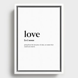 Love Definition Framed Canvas