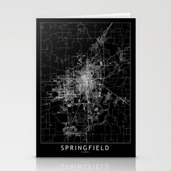 Springfield Black Map Stationery Cards