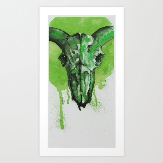 GreenMoonSkull Art Print