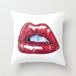 Red Lips Throw Pillow