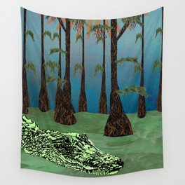 Louisiana Lazy - Cypress Swamp Alligator Wall Tapestry