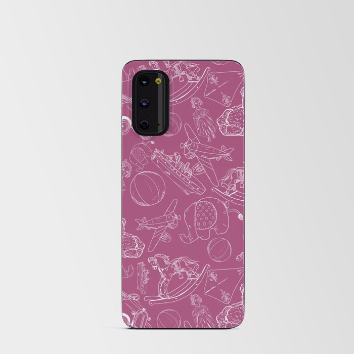 Magenta and White Toys Outline Pattern Android Card Case