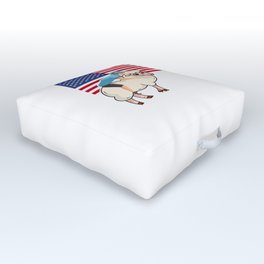 Mutton Busting American Flag On Sheep Mutton Buster Outdoor Floor Cushion