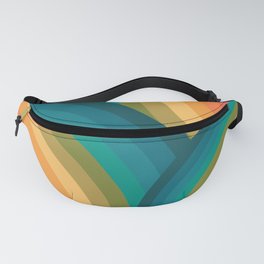 Overlapping Retro Rainbows Cool to Warm Colors Fanny Pack