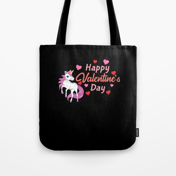 Kawaii Rainbow Unicorn Heart Day Valentines Day Tote Bag